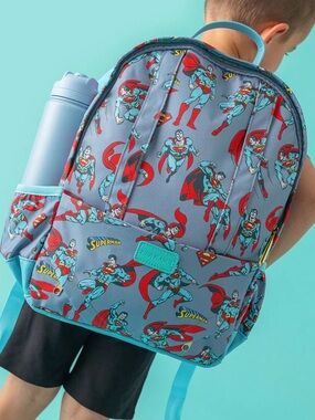 Posh Peanut Superman Kids Backpack - Blue Superhero Print